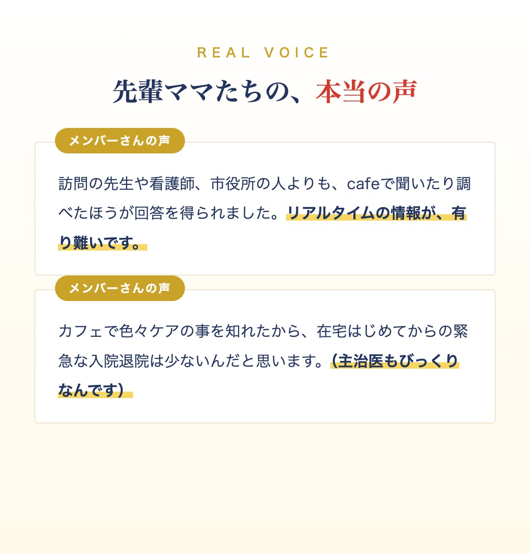 先輩ママたちの声