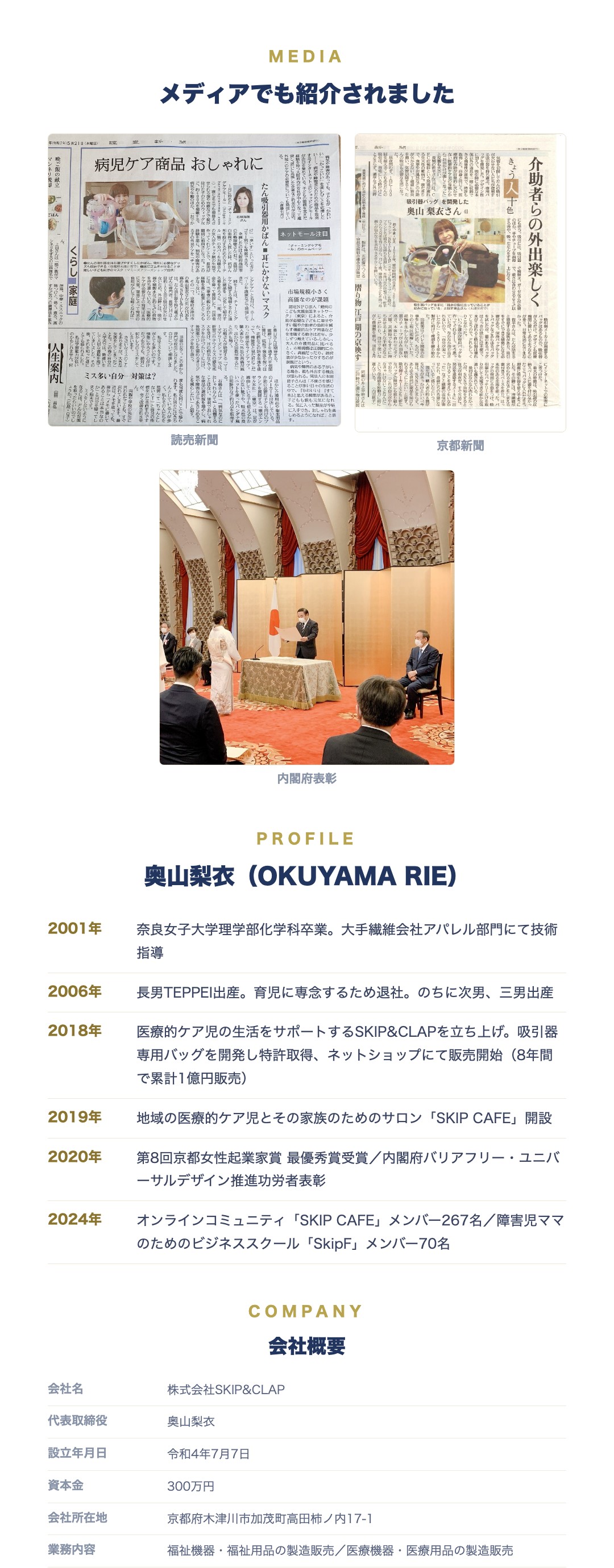 メディア掲載・プロフィール・会社概要